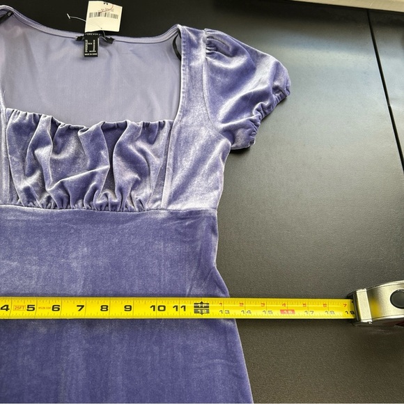 Crushed Velvet Women's Medium Mini Dress Milkmaid Periwinkle Ruffle Hem Coquette - Picture 9 of 14